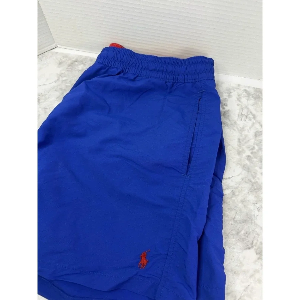 Polo Ralph Lauren Swim Trunks Size Large BlueRed Pony Logo Drawstring Mesh Lined